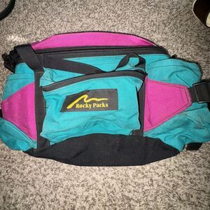 Vintage Rocky Mountain Outfitters “Bobcat” Rocky Packs Waist Pack Teal & Magenta